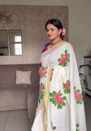 Cotton Nayanthara flower saree