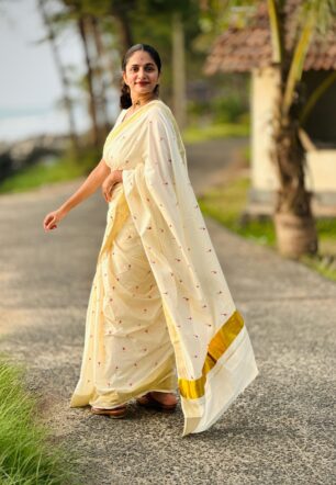 Small techipoo embroidery saree