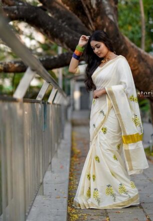 Kannikonna Embro Saree