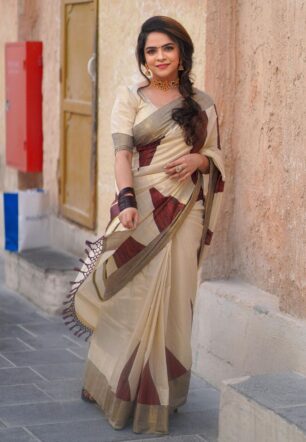 Coffee brown temple saree
