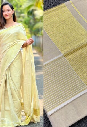 Border lines golden tissue ready to wear and normal saree