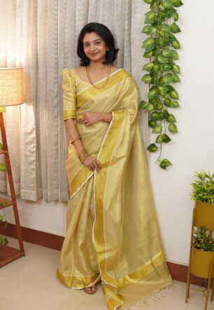 Golden bridal tissue ready to wear 1 min saree