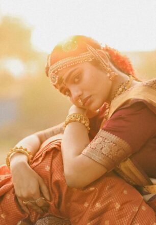 Rust orange Micro Jari checks saree